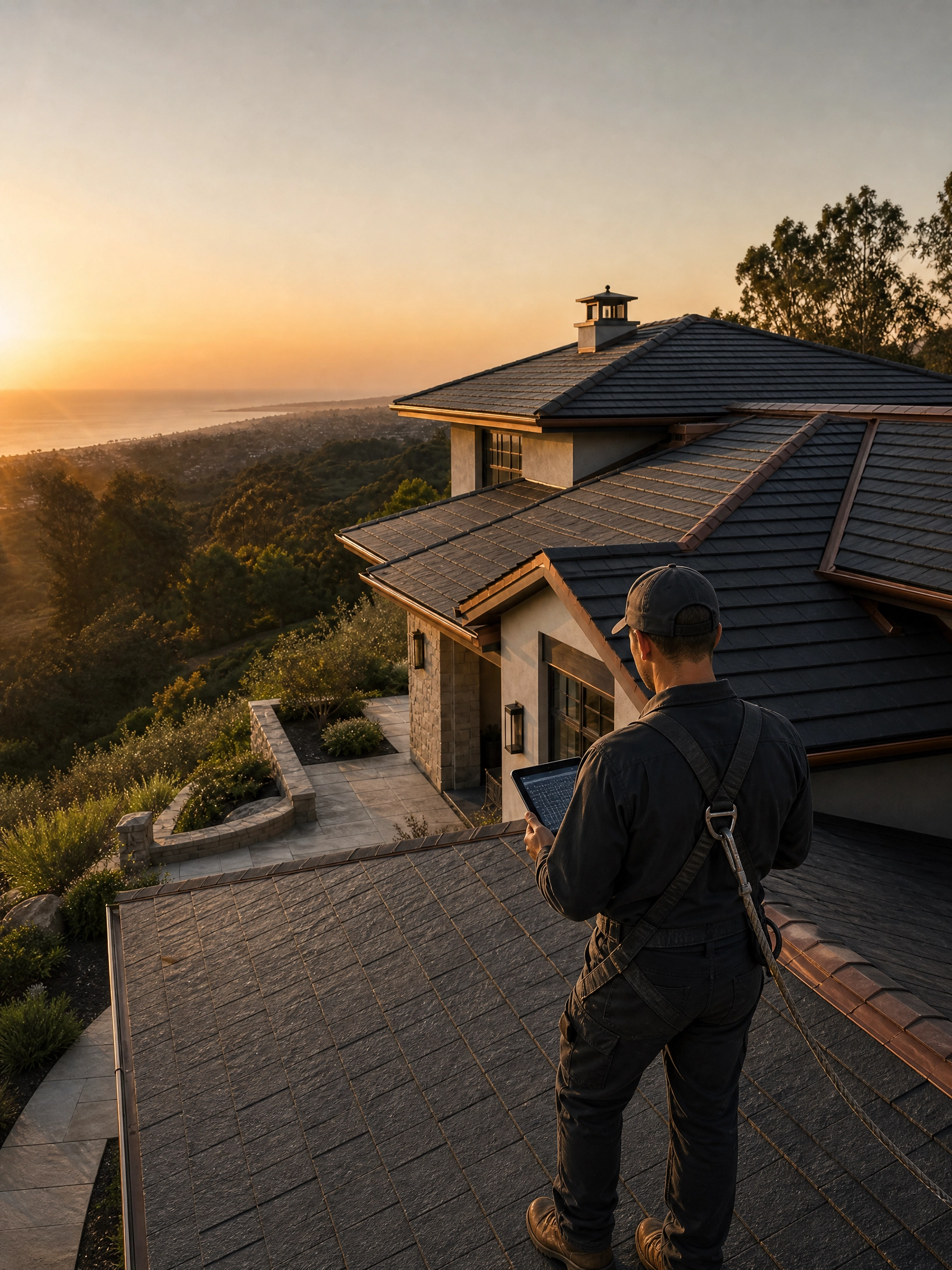 Experienced roofing professional completing a roof inspection