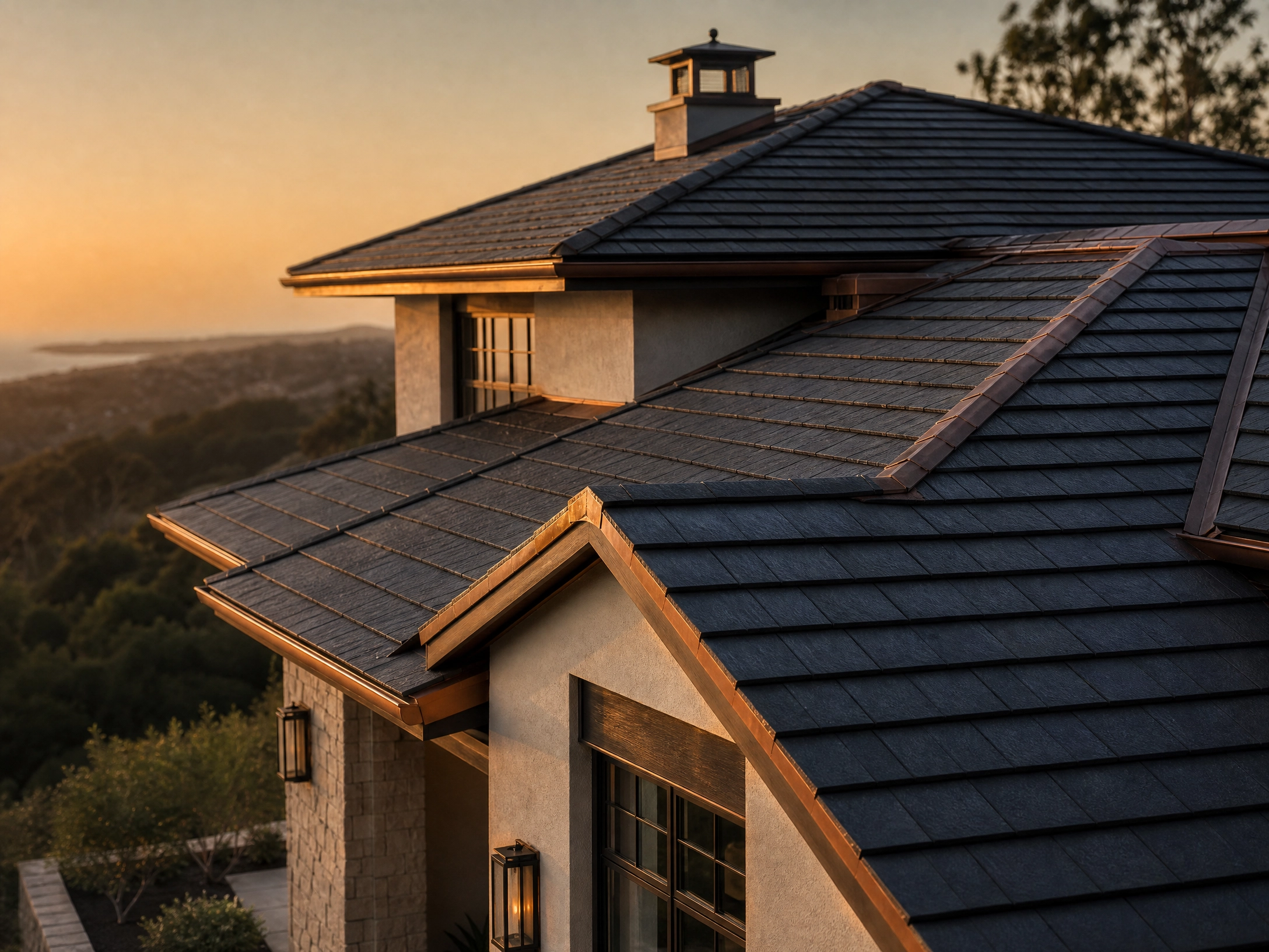 Premium residential roofing material and flashing detail